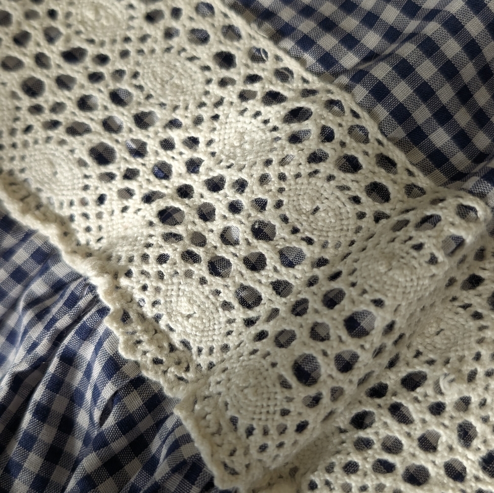 Gunne Sax Black and Cream Checked Long Sleeve Prairie Dress - Picture 11 of 16